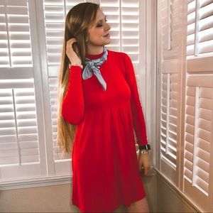 BCBG Red cocktail dress, mock neck.